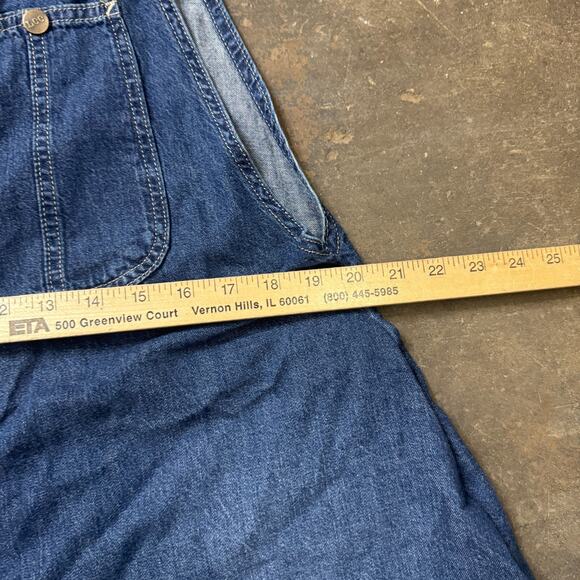 Vintage Lee Denim Overall Jumper Dress Womens Workwear 2X Raw Hem 100% Cotton - Picture 8 of 10